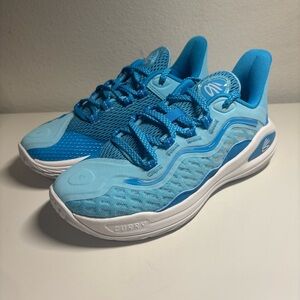 NEW UNDER ARMOUR CURRY Flow 11 GS Mouthguard Blue Basketball Shoes Kids Size 4.5